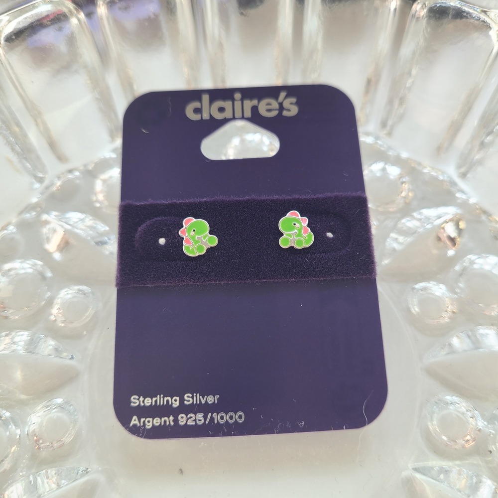 Sterling Silver Baby Mini Dinosaur post studs earrings 925 Claire's NEW CUTE